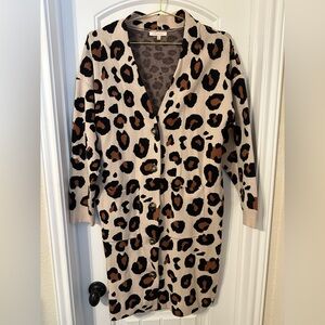 Skies Are Blue Animal Print Knit Coatigan